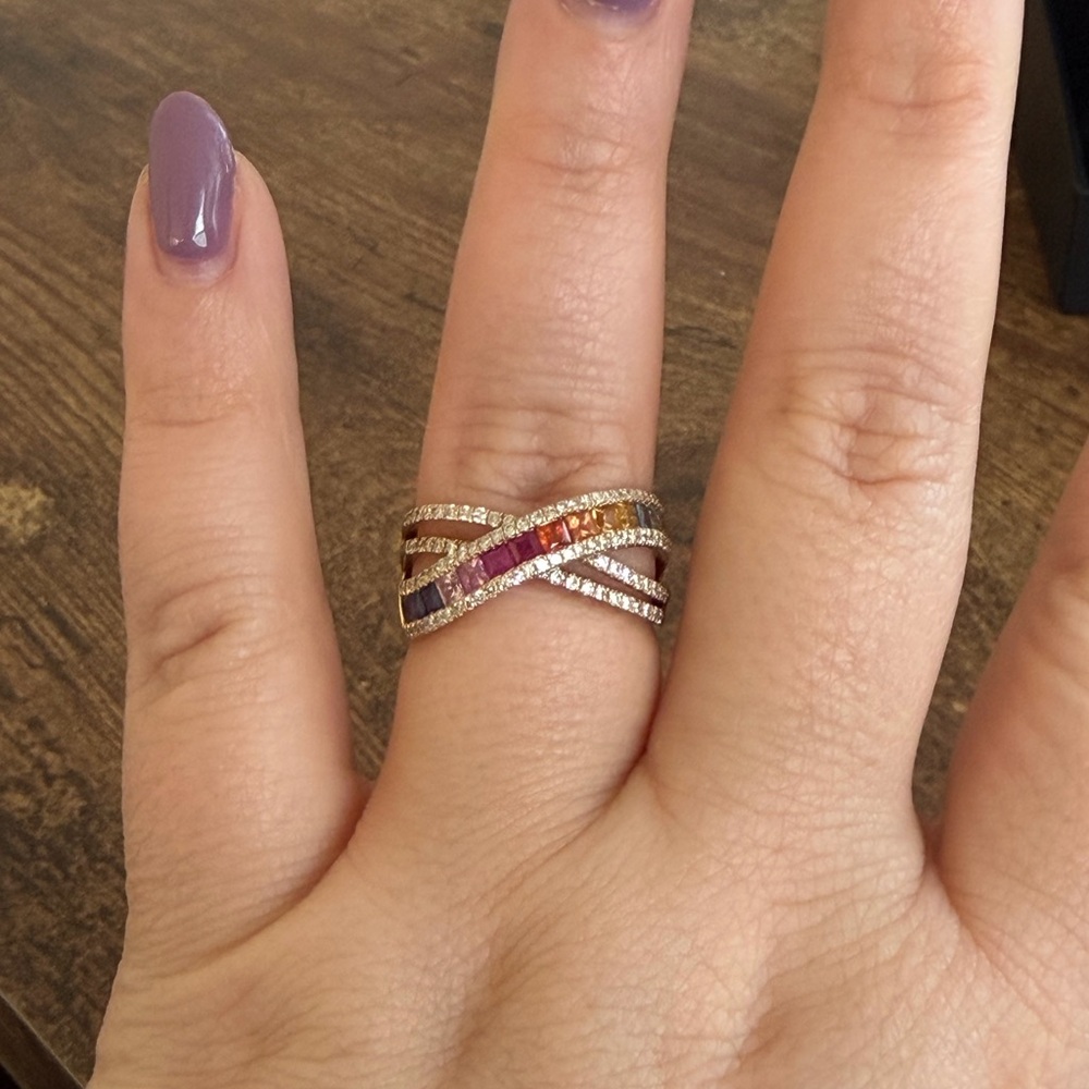 Effy Watercolors 14K Yellow Gold Sapphire Ring and diamonds